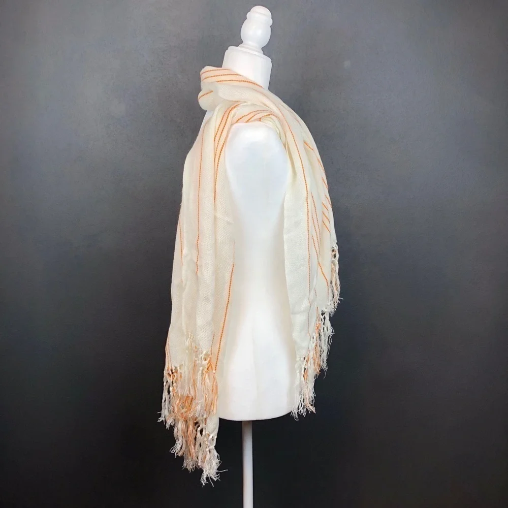 Oversized Mexican Stripe Fringe Pattern Scarf Wrap